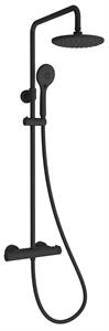 CONJUNTO DE CUCHA TERMOSTÁTICO RONDO NEGRO MATE 